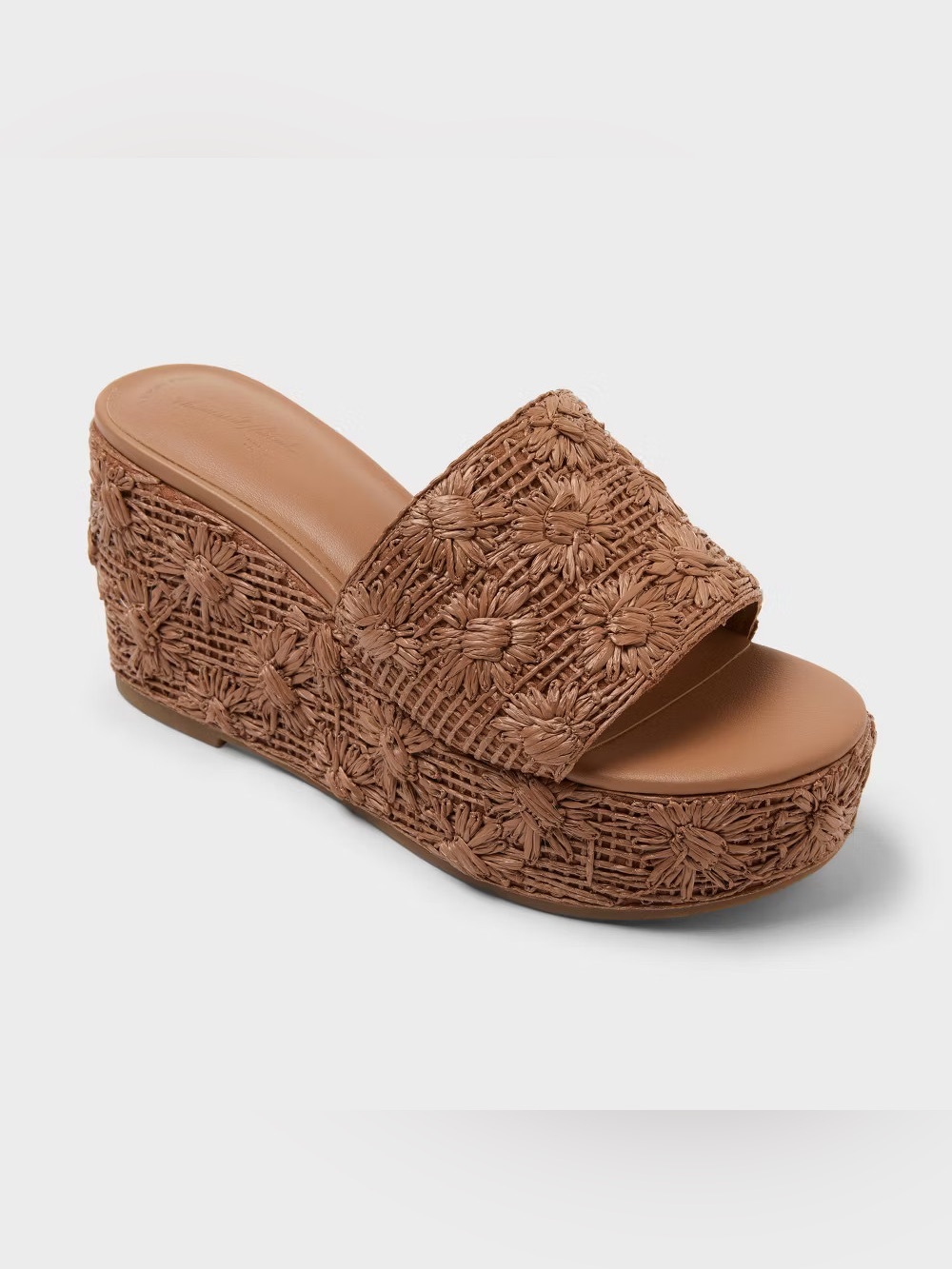 Floral Textured Raffia ‘Sally’ Wedge Heels in Brown, Universal Thread, Sz 11 NWT
